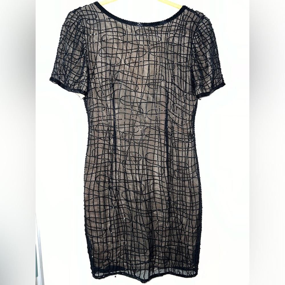 A.J. Bari Vintage 100% silk beaded cocktail party dress. Women’s size S / 4